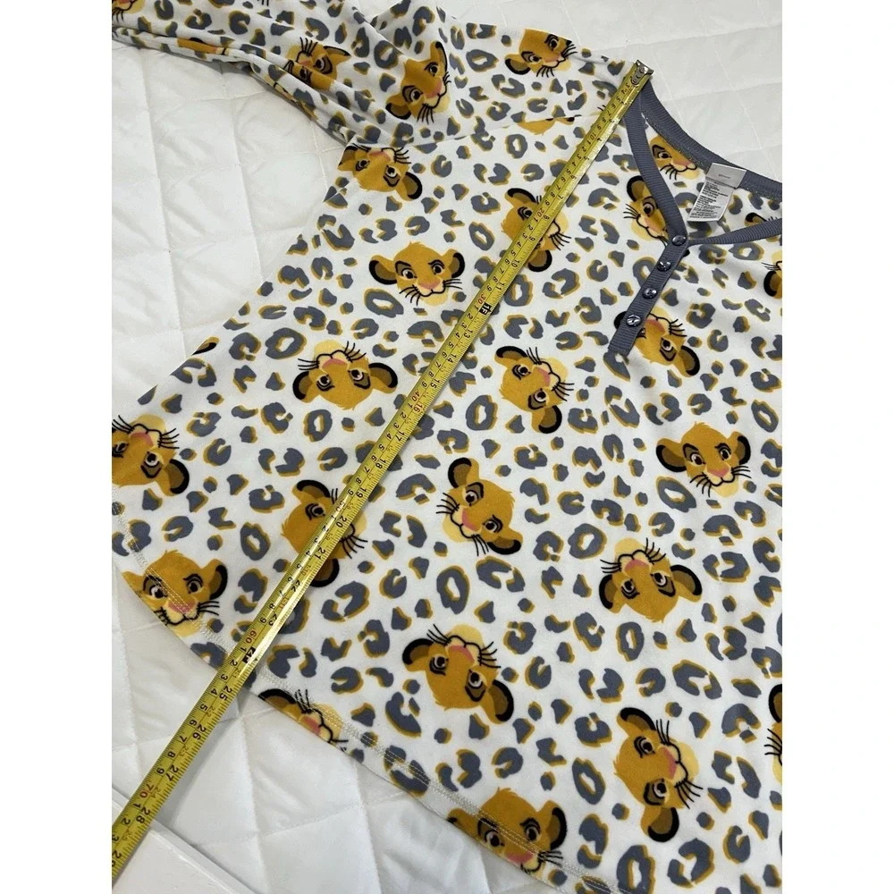 Disney Simba Pajama Set Girls Sz L Leopard Print Lion King Sleepwear Cozy Lounge